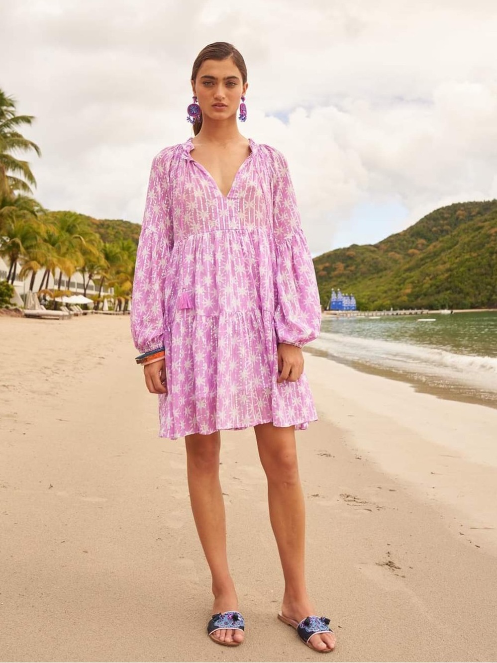 NWT Oliphant Lavender- Ballon Sleeve Dress
100% Cotton‎